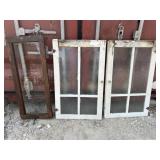 3pc Antique Wood Frame Windows & Door Transom