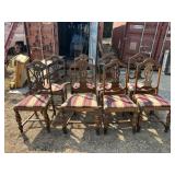 Set of 8 Vintage Fiddle Back Wood Dining Chairs