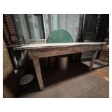 Vintage Galvanized Metal Top Rustic Farm Table