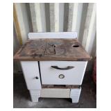 Antique Porcelain Cast Iron Wood Burning Stove