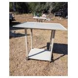Rolling Metal Height Adjustable Tiered Table Cart