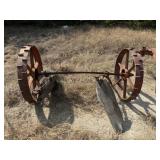 Antique Farm Implement Axle & Wheels