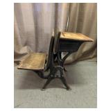 Antique Cast Iron & Wood G&F Co School Desk