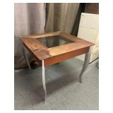 Mid Century Wood & Glass Display / Side Table