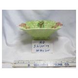 Vintage Glazed Pottery 10.5" Basket Center Bowl