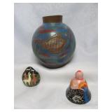 3pc Peruvian Native Artist Signed Pottery
