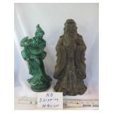 2pc Vintage Asian Statuary - Ceramic & Composite