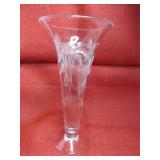 Etched Crystal 10" Trumpet Vase
