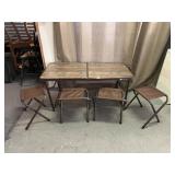 Folding Metal Camp Table & Stools Set