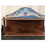 Hand Painted Wood Knick Knack Shelf / Curio Rack