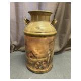 Vintage Hand Painted Farm House Large Milk Can