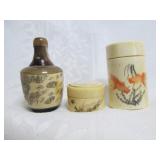3pc Vintage & Antique Asian Scrimshaw Miniatures