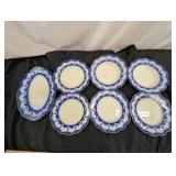 7pc W.H. Grindley & Co English Flow Blue