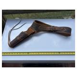 Tooled Leather Western Revolver Cartridge Belt