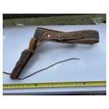 Tooled Leather Western Revolver Cartridge Belt