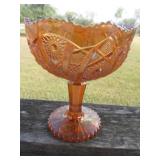 Imperial Marigold Carnival Glass Pedestal Compote