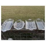 4pc Mid Century Glass Serving /Relish Trays