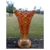 Imperial Glass Nucut Marigold Carnival Glass Vase