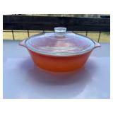 Fire King Mid Century 1.5qt Orange Casserole & Lid