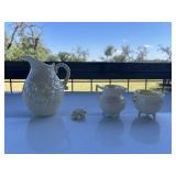 4pc Belleek Irish Parian China Pitchers, Bowl, Etc