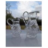 2pc Wheel Engraved Cut Lead Crystal Pitchers