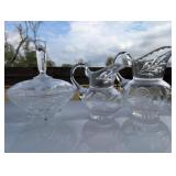3pc Vintage Cut Lead Crystal Pitchers & Candy Dish