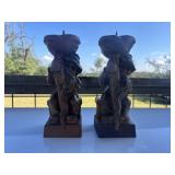 Pair of Vintage Black Forest Wood Candle Holders