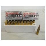 2 Boxes Winchester 22-250 Rem 55gr Ammunition