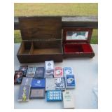 Wood Box w/ Playing Cards & Jewelry Music Box