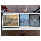 3pc Whitetail Deer Wildlife Framed Art Prints