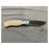 Hand Forged Damascus & Bone 4" Folder