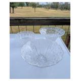 3pc Cut Lead Crystal Decorative Center Bowls