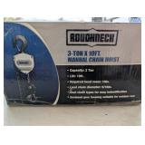 Roughneck 3 Ton 10ft Manual Chain Hoist - NEW