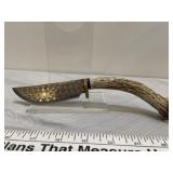 Vintage Jeweled Blade Antler Handle Skinning Knife