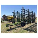 Martens Manufacturing 51 ft land finishing harrow, Model HD16, 16 Row, main frame slightly bent, Ser #0406YO