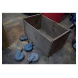 Vintage Wooden Crate & Casters