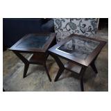 2 End Tables w/ Glass Tops