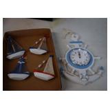 Anchor Clock & Sail Boat Deco.