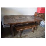 Dining Table w/ 2 Benches (smoke damage)