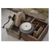 Vintage Grid Wheel w/ Wooden Boxes & Discs