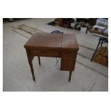 Sewing Machine in Wooden Cabinet w/ Accessories