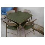 Vintage Foldable Card Table w/ 4 Chairs