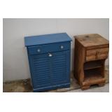 Wooden Night Stand & Hamper w/ Drawer