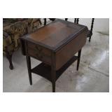 Wooden Drop Leaf Table w/ Drawers (smoke damage)
