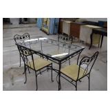 Wrought Iron Patio Table w/4 Chairs(crack in glass