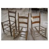 2 Vintage Wooden Rockers & 1 Chair