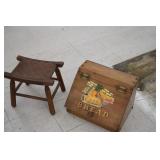 Wooden Stool & Bread Box