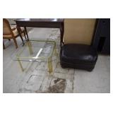 Foot Stool & Glass Top Coffee Table