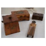 Wooden Boxes & Matchstick Holder