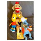 Simpson collectible figures and sock monkey